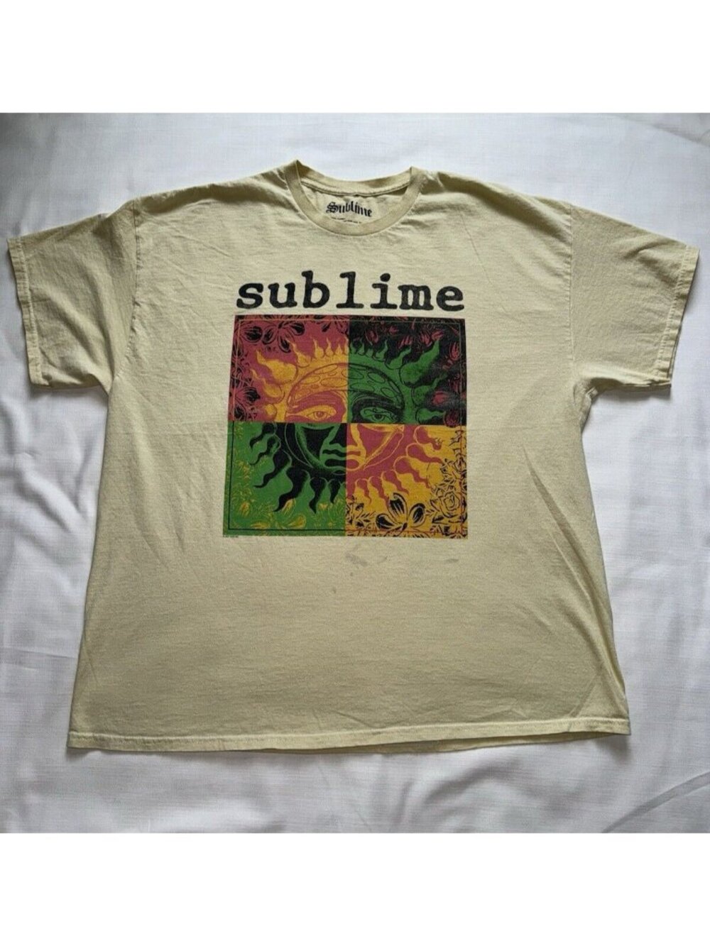 Sublime Yellow Green And Pink Sun Graphic Tight Knit Plain Size X-Large